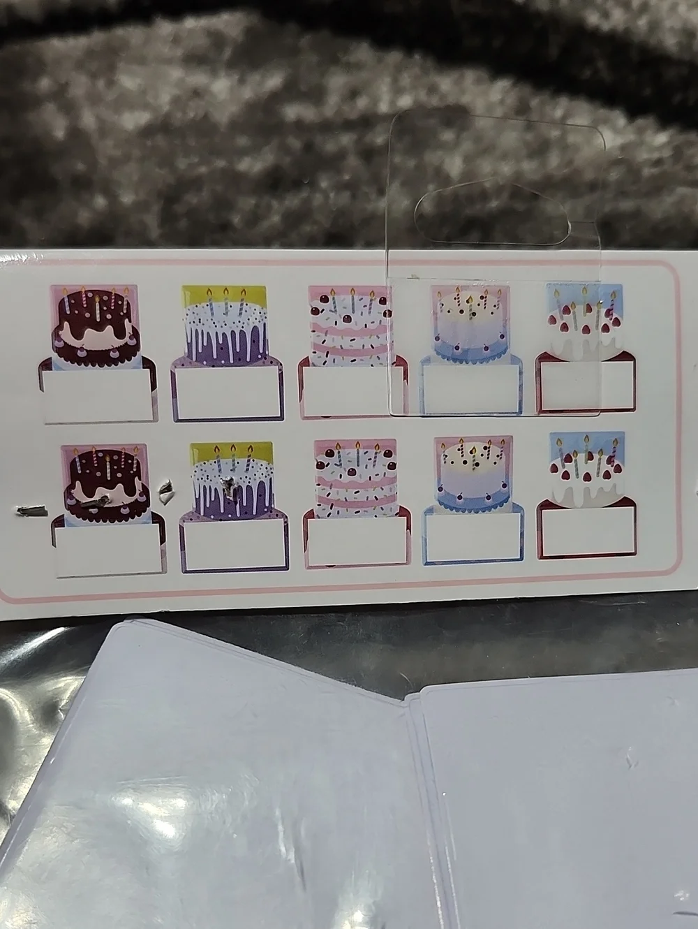 MAGNETIC PICTURE POCKET 10-COUNT BIRTHDAY CAKE DESIGN DRY-ERASE NAME FRAMES